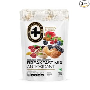 WHOLESOME FIRST |BREAKFAST MIX | 170G | BREAKFAST | RAISINS | CASHEWS | ALMONDS | PISTACHIOS | ALL NATURAL | NO ADDED | VEGAN | HEALTHY & NUTRITIOUS SNACK