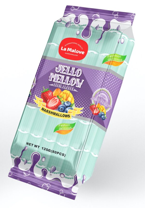 LA MALOVE JELLO MELLOW FRUIT FLAVOUR GREEN MARSHMALLOWS – 120G - Image 2