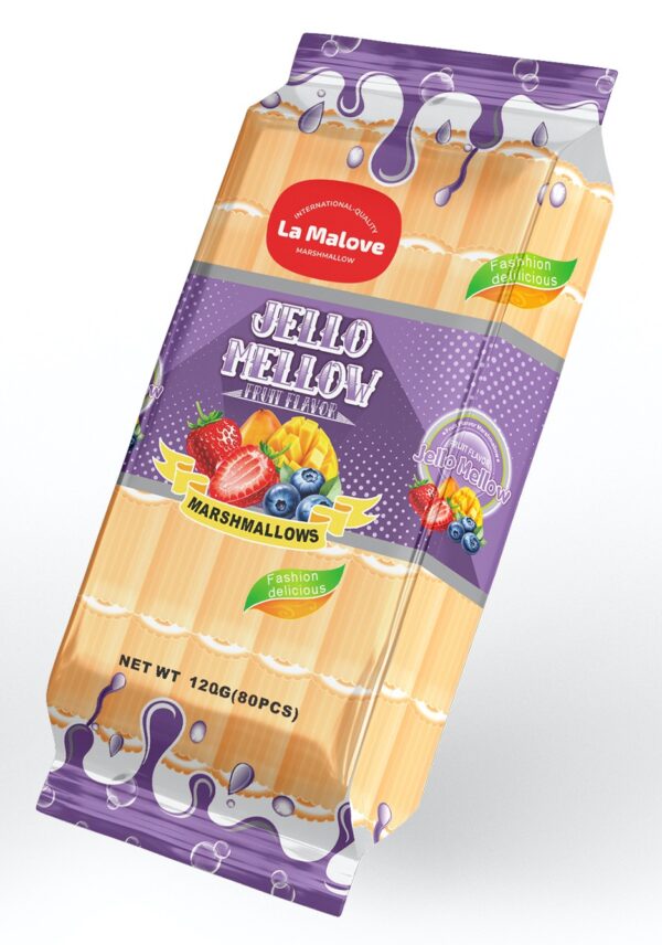 LA MALOVE JELLO MELLOW FRUIT FLAVOUR GREEN MARSHMALLOWS – 120G - Image 3